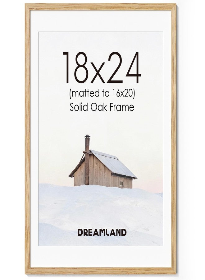 دريملاند إطار صور دريم لاند مقاس 18×24 بوصة مع حافة داخلية لمقاس 16×20 بوصة، مصنوع من خشب البلوط الطبيعي الأمريكي مع زجاج مقوى حقيقي، إطار خشبي مقاس 18×24 بوصة لعرض مطبوعات فنية أو ديكور منزلي - Image 1